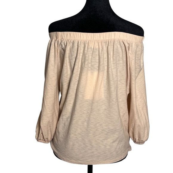 NWT Nation Ltd Cream Off The Shoulder Knit Peasant Top — Size Medium - Picture 7 of 10
